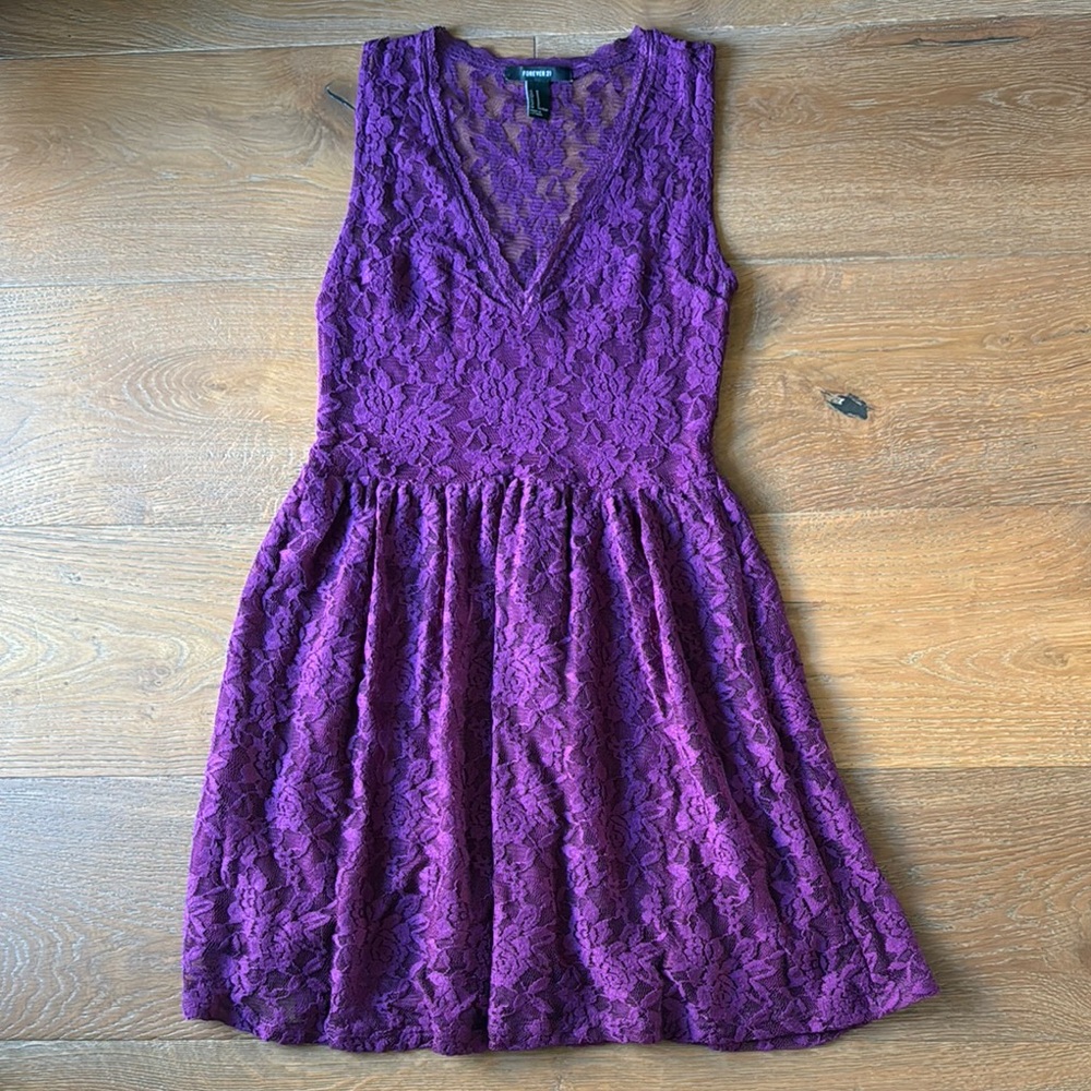 Elegant Purple Lace Dress